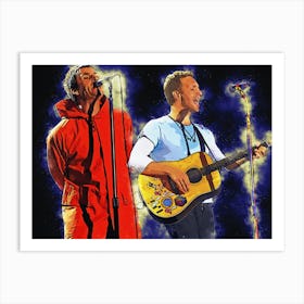 Spirit Of Liam Gallagher And Chris Martin In Concert Art Print
