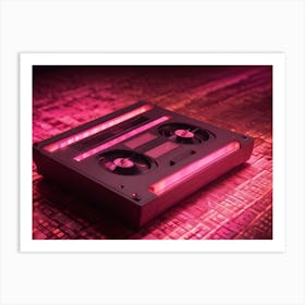 A Vintage Cassette Tape Player Glowing With Pink Light, Suggesting A Retro Futuristic Aesthetic Art Print