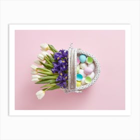 Easter Basket With Flowers Art Print