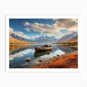 Boat On The Lake 5 Art Print