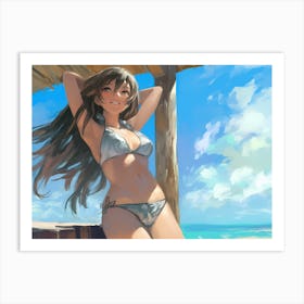 Anime Girl In Bikini Art Print