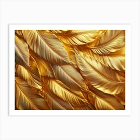 Gold Feathers Background Art Print