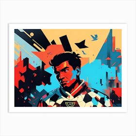 Soccer Player In A City Art Print