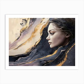 Abstract Marble Portrait Of A Woman. Art Print