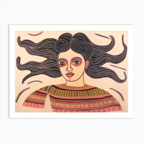 Woman With Long Hair 06 Art Print