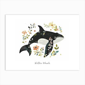 Little Floral Killer Whale Poster Art Print