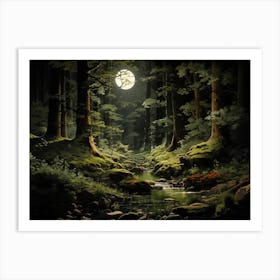 Full Moon In The Forest Art Print