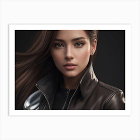 Girl In A Leather Jacket Art Print