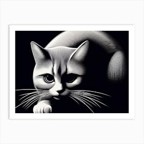 Sneaky cat wall art poster Art Print