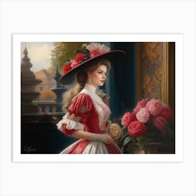 Lady In Red Dress 4 Art Print