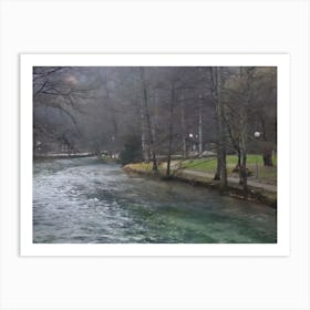 A Natural View Of The River Meeting With Trees Art Print