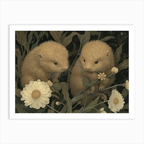 Floral Animal Illustration Porcupine 3 Art Print