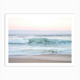 Pastel pink sunrise at Praia da Adraga Portugal - summer beach nature and travelphotography by Christa Stroo Photography Art Print