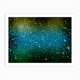 Green, Blue, Yellow Shining Star Background Art Print