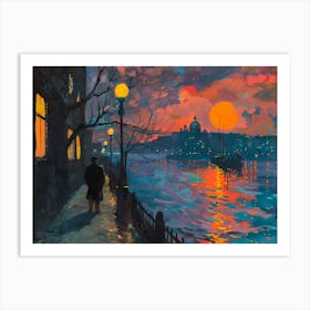 Sunset On The River Art Print