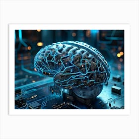 Abstract Concept Of A Brain Resembling An Intricate Circuit Board With Neural Lines Crisscrossing A (6) Art Print