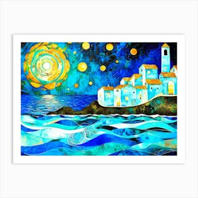 Seaside Town - House By Sea Art Print