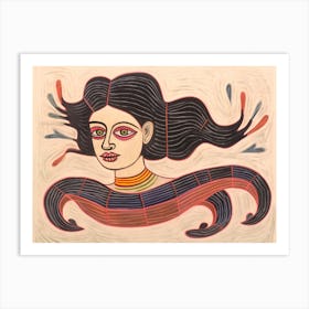 Woman With Long Hair 02 Art Print