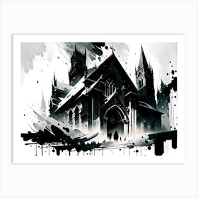 Black And White Of A Church Art Print