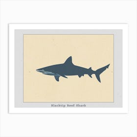 Blacktip Reef Shark Silhouette 5 Poster Art Print