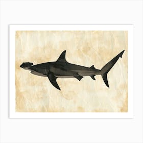 Hammerhead Shark Grey Silhouette 10 Art Print