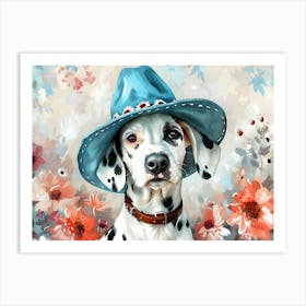 Dalmatian in blue hat Art Print