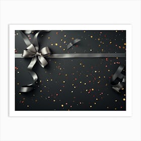 Gift Wrapping On A Black Background Art Print