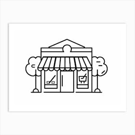 Shop Sign Line Illustration 1 Art Print