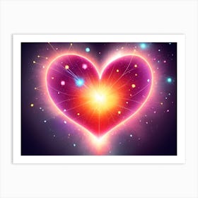 A Colorful Glowing Heart On A Dark Background Horizontal Composition 71 Art Print