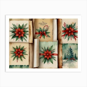 Christmas Poinsettias Art Print