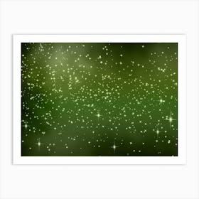 Half Green Tone Shining Star Background Art Print