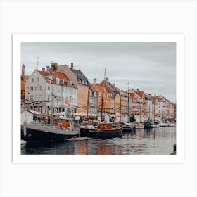 Nyhavn Copenhagen Harbour On A Cloudy Day 1 Art Print