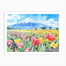 Tulip And Mountain Fuji Art Print