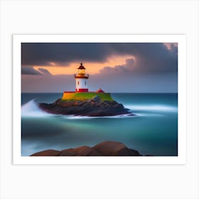 Lighthouse At Sunset Art Print