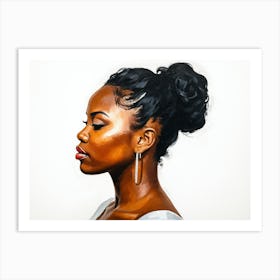 Side Profile Of Beautiful Woman Oil Painting 102 Art Print