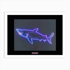 Neon Pink Sign Inspired Shark Poster 7 Art Print