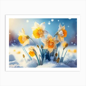 Daffodils In The Snow Art Print