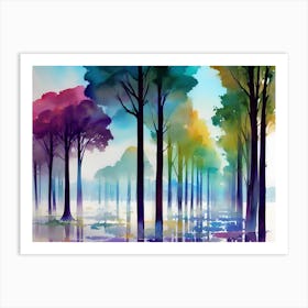 Colorful Trees In The Forest Art Print