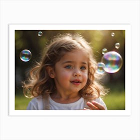 Little Girl With Soap Bubbles Art Print