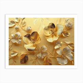 4k Golden Floral Background Art Print