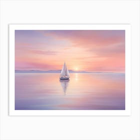 Sailboat At Sunset Paintings Art Print 4 Art Print