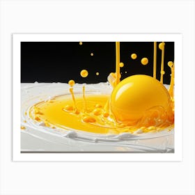 Sheet Of Paper Transformed Into A Canvas For Signal Yellow And White 3d Color Splashes Pop Up Varni Art Print