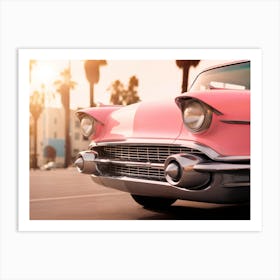 California Dreaming - Venice Pink Retro Car Art Print