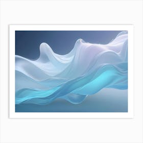 Abstract Image Of A Flowing, Translucent Wave In Shades Of Blue And White Art Print