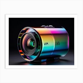 Icon Of A 3d Camera Glass Structure Refracting A Vibrant Spectrum Of Light Transparent With A Glos Art Print