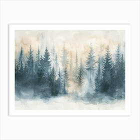 Watercolor Of Pine Trees Art Print