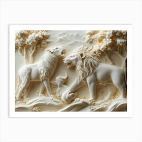 Lions In The Woods Art Print