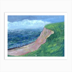 Cliff By The Sea - Anton Maliar nature impressionism hand painted Monet inspired green blue Art Print