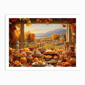 An Upbeat Thanksgiving Promotion Captured In A Spectacle Of Lavish Autumnal Embellishments Surroun (4) Art Print