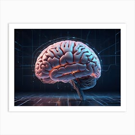 Human Brain With Glowing Network Connections Art Print